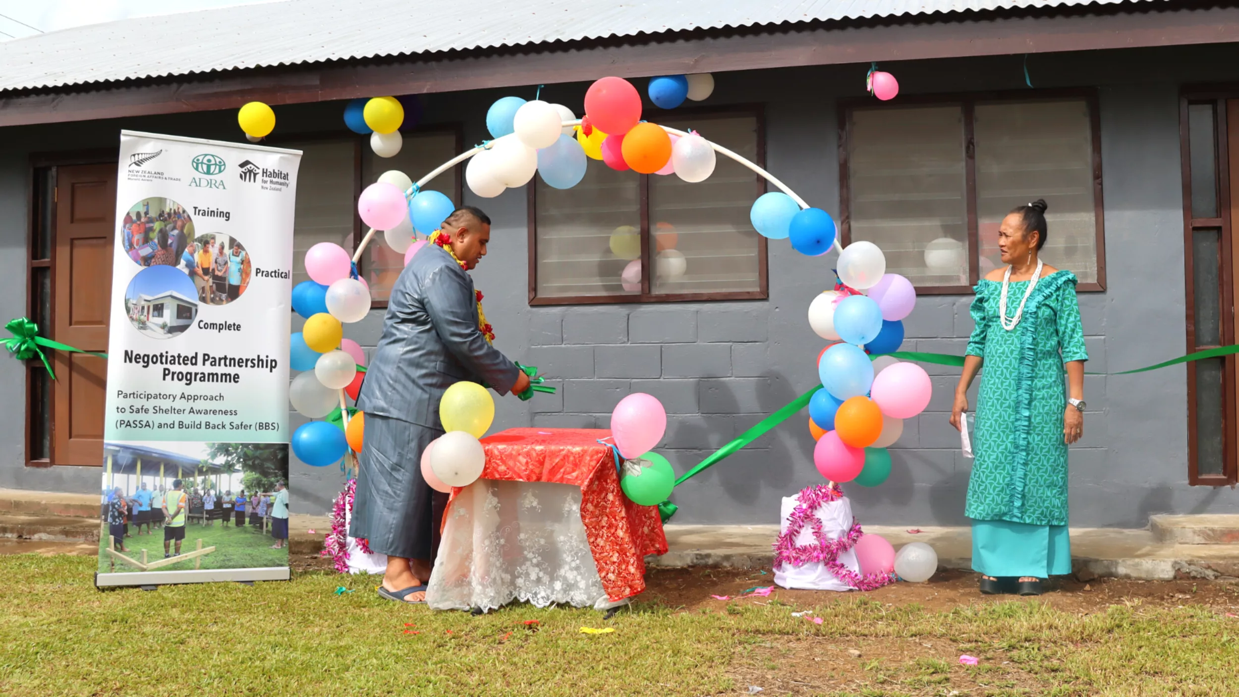 Falefa Evacuation Centre opening ceremony ribbon cutting