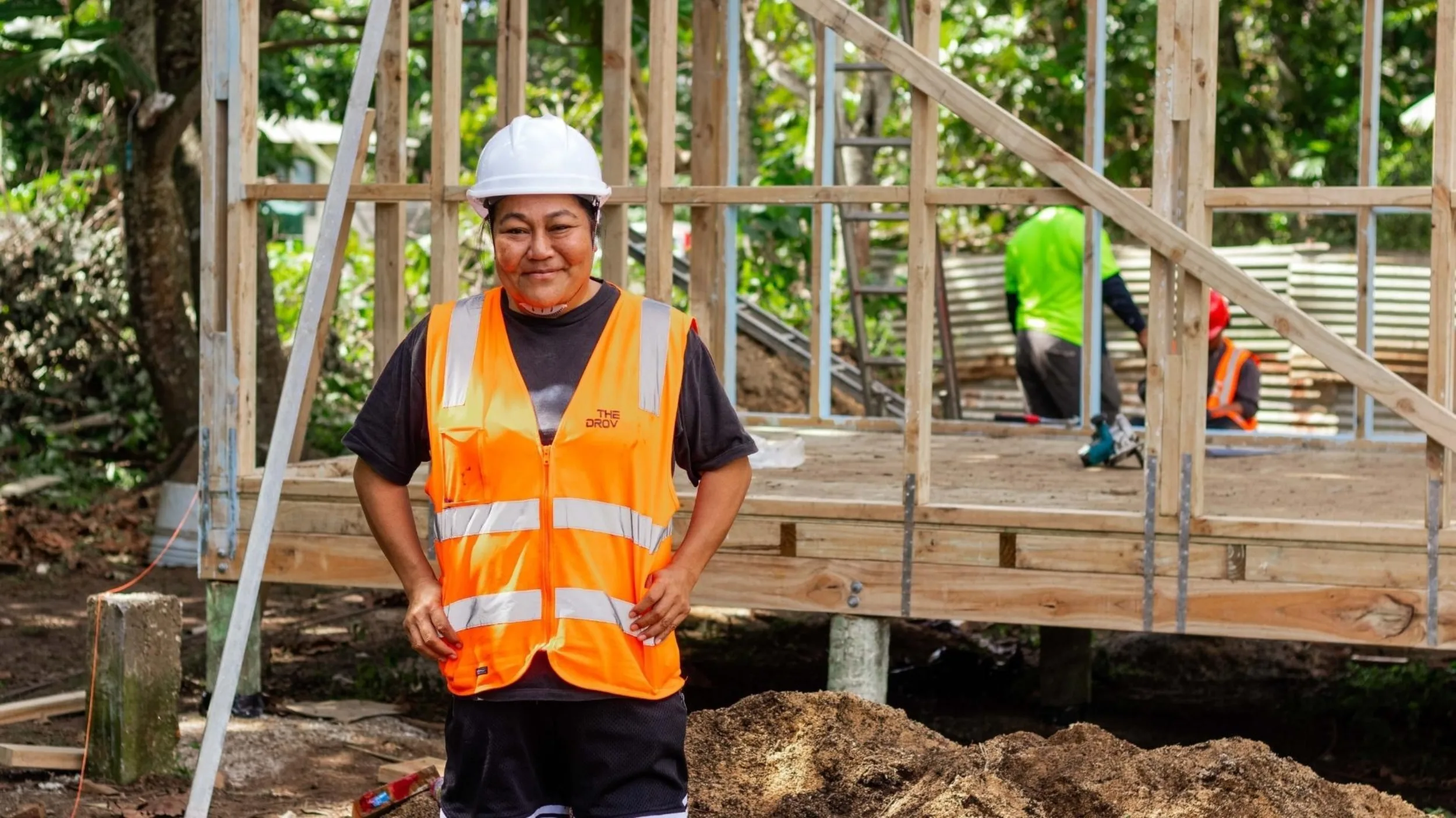 Paea participating in Habitat Pacific Build Back Safer construction training in Tonga